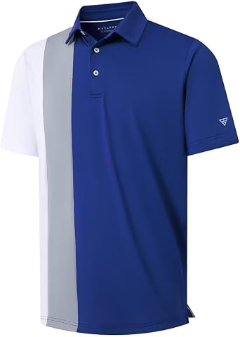 M MAELREG Mens Golf Polo Shirts Short Sleeve Dry Fit Casual Performance Moisture Wicking Color Block Polo Shirts for Men