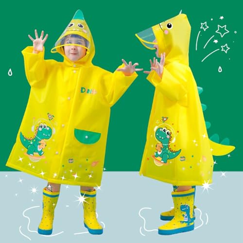 Image of PATPAT Rain Coat for Kids Long Raincoat Clear Wide Brim Hooded Poncho Safe Reflective Strip Students Knee-length EVA Rain Coat Packable Outdoor Coats for Kids