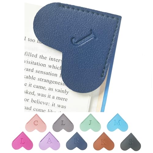MOTEERLLU Personalized Leather Heart Bookmark with Initials
