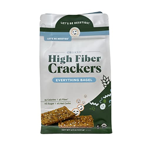 Let's Be Bessties! Organic High-Fiber Crackers Non-Gmo Crispbread | The Besst Crackers For Fitting Fiber Into Vegan, Paleo & Low-Carb Diets | Everything Bagel, 60 Crackers #TOP21