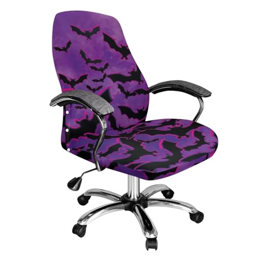 Wanzuoeng Bat Print Office Computer Chair Cover Halloween Decorative Gaming