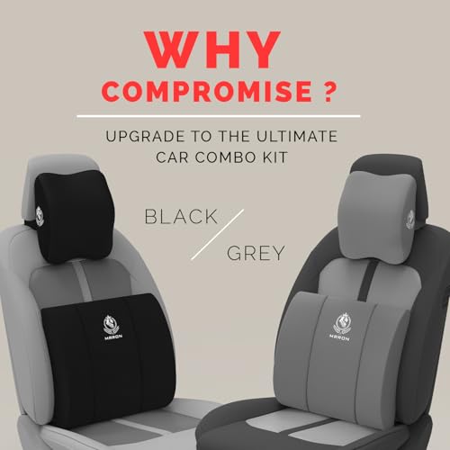 Image of MRRON Series Memory Foam Neck Rest & Extra Lumbar, Relief Pillow, 100% Soft Memory Foam Pillow, Adjustable Strap, Cervical Support for Car Seat. (Grey, Lumbar)