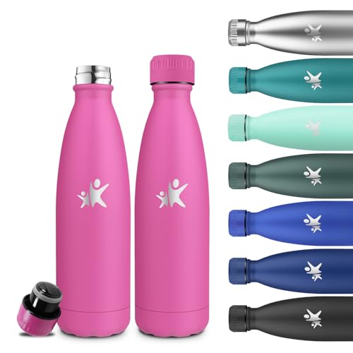 Grsta Botella Agua Acero Inoxidable, 500ml Botella Termica, A Prueba de Fugas, Cantimplora Infantil, Doble Aislamiento, Cantimplora sin Bpa, Termo para la Escuela, Cafetería, Viajar, Cámping, Oficina