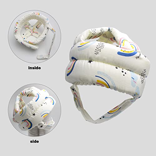 Image of Baby Head Protector Baby Helmet for Crawling Walking, No Bumps Safety Head Adjustable Protective Cap for Walking, Playing (Rainbow)