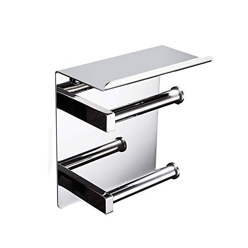 Dhdm Bathroom Toilet Paper Holder Stainless Steel Wall Mounted Double Layer Roll Paper Rack Mobile Phone Paper Towel Holder #TOP24