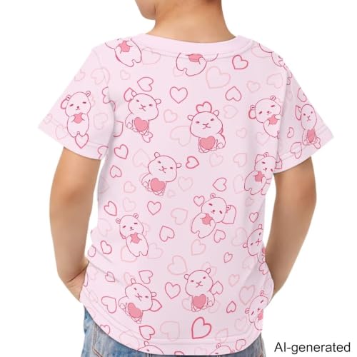 Image of Novelty 3D Graphic T Shirts for Kids Crew Neck Funny Animal Print Short Sleeve Girls Tshirts 3-16 Years