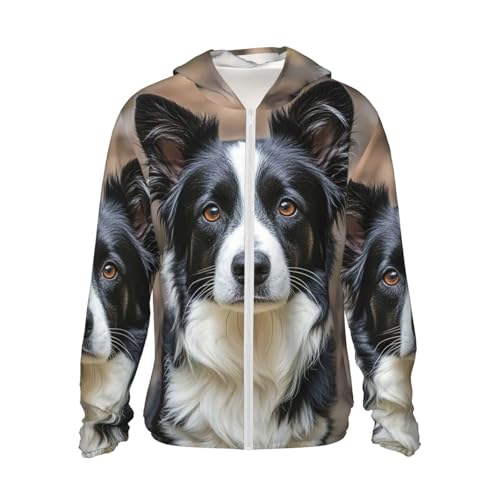 Women's UPF 50+ Sun Protection Hoodie Border Collie Sun Shirt Long Sleeve Fishing Shirts for Men Jacket