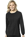 WonderWink W123 Women’s Crew Neck Warm-Up Jacket — Black, X Small