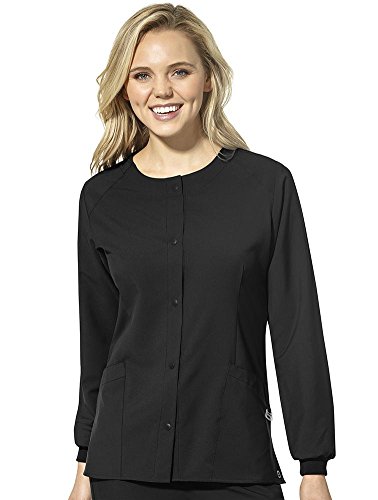 WonderWink W123 Women’s Crew Neck Warm-Up Jacket — Black, X Small