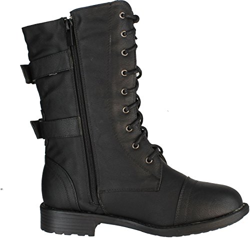 TOP Moda Pack 72 Womens Military Lace Up Buckle Combat Boots2