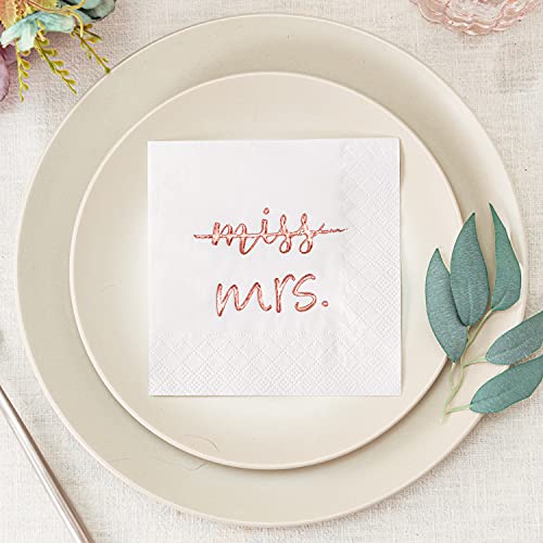 Crisky NPK055-MISSMRS-ROSEGOLD-50 Rose Gold Miss To Mrs Cocktail Napkins thumb #1