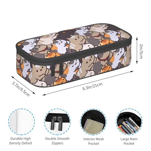Image of Cat Cartoon Face Pencil Case Organizer Big Capacity Pencil Pouch Stationery With Zipper School Supplies Pencil Bag For Girls Boys Office