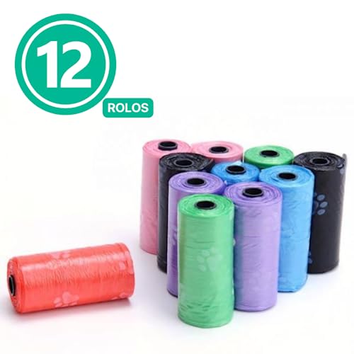 Kit 12 Rolos Saco Cata Caca Coco Pet Cachorro Gatos 180 Saquinhos