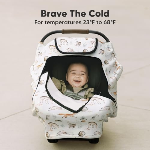 Image of KeaBabies Winter Car Seat Cover Baby, Newborn - Universal Fit Infant Carseat Covers Baby Girl, Boy, Breathable, Lightweight Blanket, Easy to Use Stroller Canopy, Rain,Wind,Sun Shade(Arcadia)