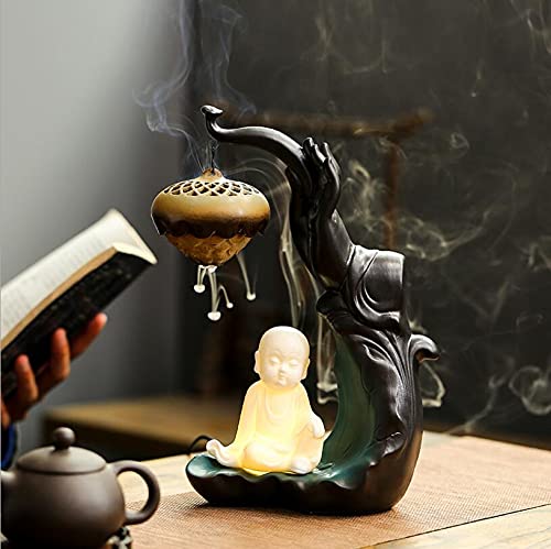 Brûleur d'encens à reflux céramique et accessoires de méditation de style Zen - 3