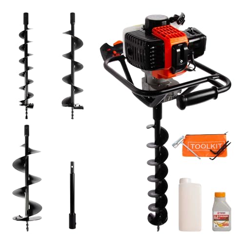 52cc Petrol Earth Auger with 3 Bits and Extension