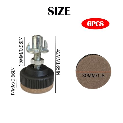 Stellfüße M6 X 30MM Ltsbaed 6 Stück Filzgleiter Möbelfüße Verstellbar Stellfüße Puffer Nivellierfuß Verstellbare Möbelfüße Schrankfüsse Möbelgleiter für Schrank Stuhl Couchtisch TV-Schränke Schubladen