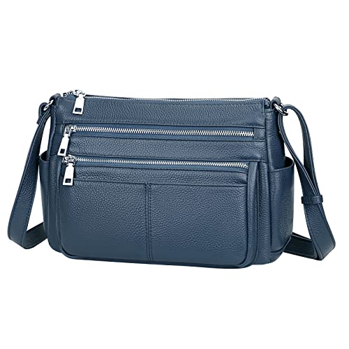 Over Earth Crossbody Bag For Women Soft Leather Purses And Handbags Multi Pockets Messenger Ba(O119E Blue) #TOP1