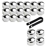 Wodsty Radschrauben aus Chrom, 17 mm, mit Werkzeug zum Entfernen für Autoräder, 20 Stück (16 Standard + 4 Verriegelung), ABS-Kunststoff, 22 mm x 18 mm