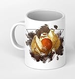 Disfruta de una taza con diseño de Physalis de 300 ml, de cerámica blanca, maravillosa como idea de regalo o tu nueva taza favorita.