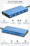 Docking Station, UtechSmart Triple Monitors Laptop Docking Station USB C Adapter with 2 HDMI, VGA,PD3.0,SD TF Card Reader, 4 USB Ports USB-C Dock Compatible for MacBook & Windows