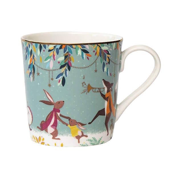 Portmeirion Sara Miller London Woodland Tales Mug, Merry Band, Green, 9x7x12cm - Image 2