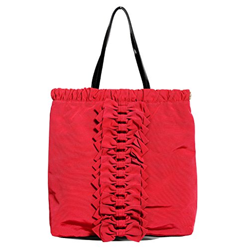 Bolsa de ombro feminina vermelha Valentino True Red Bows Decorated Tote