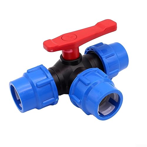 Lioaeust 3-Way Ball Valve PE Pipe Joint 20/25/32/40/50mm Plastic Water Flow Switch, Water Flow Control Connector for Household and Industrial Use(25mm)