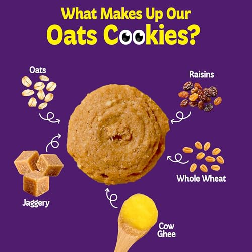 Image of BE'BE' BURP Oats & Raisins Cookies for Kids - 150g | Organic & healthy cookies with Sweetness of Jaggery | No Artificial Preservatives & Flavours | Healthy Biscuits For Kids | Tasty Baby Cookie