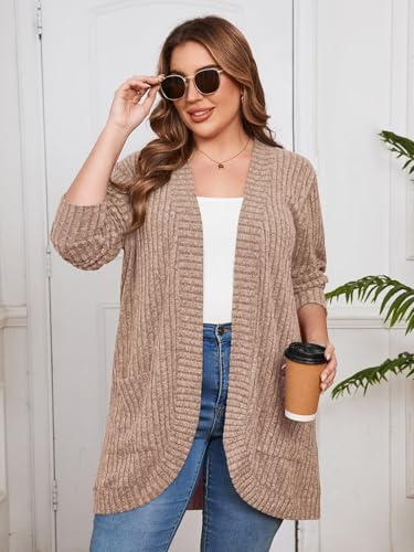 Image of BELAROI Women Plus Size Cardigan Sweater Fall Outfit