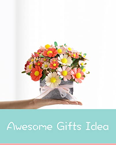 Image of BAZIMA DIY Felt Flower Art Craft Kit, DIY Daisy Bouquet Kit, Floral Gifts, Beginner Craft Kit, Arrange Pre-Cut Flowers and Foliage