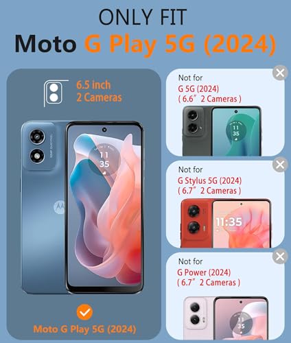 Image of FNTCASE for Motorola Moto G-Play-2024 Case: Dual Layer Protective Heavy Duty Cell Phone Cover Shockproof Rugged with Non Slip Textured Back - Military Protection Bumper Tough (Red)