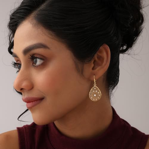 Image of TRUESILVER ACPL 925 Sterling Silver BIS Hallmarked Designer Drop & Dangle Leverback Earrings for Women