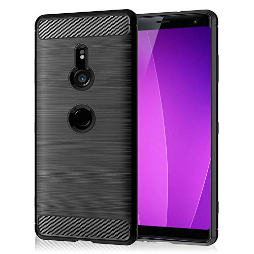 COPHONE® Coque de Protection Compatible Sony Xperia XZ3 Etui antidérapent Coque Fibre de Carbone Noir Anti Choc