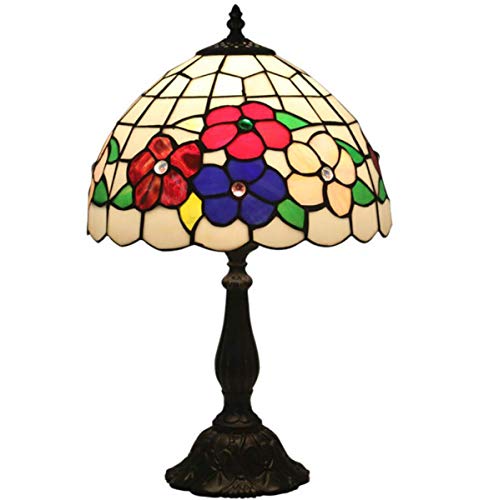 Stil Tischlampe Minimalismus Farbige Blumen Glasschirm Nachttischlampe Mit Zinklegierung Basis Home Coffee Desk Lampe 12-Zoll