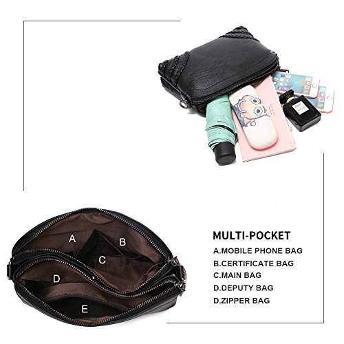 Crossbody Bag for Women Small Leather Phone Purse Wallet Shoulder Bag Trendy Ladies Wristlet Clutch (Black b) - Thumbnail 5