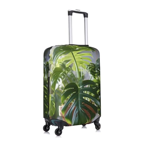 Housse de valise Monstera blanche taille S élastique et imperméable - 4