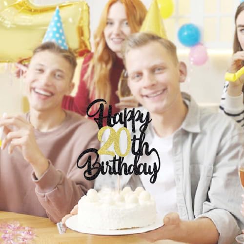 Image of 20th Happy birthday cake topper party decoration gift plugin ﻿ | Cheers to 20 Years,20 & Fabulous /Hello 20th Legend since Awesome since2006 Straight Outta Party Decoration Gift Plugin