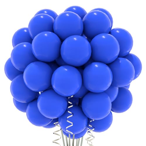 Image of Blue Balloons Blue Birthday Decorations - 100 Pack Balloon 12 inch for Birthday Graduation Baseball Nautical Retirement Bachelorette Patriotic Party Decorations