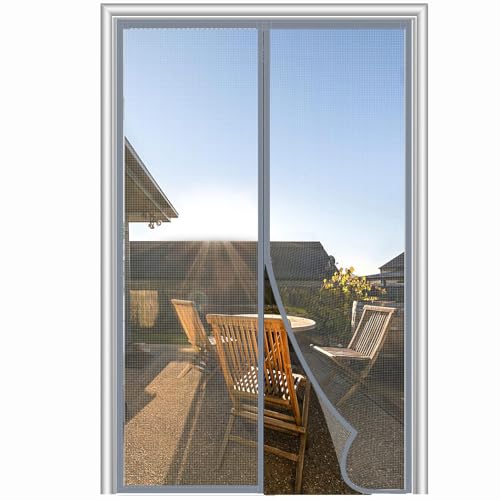 Mosquiteira de porta magnética, não se preocupe com as garras do seu animal de estimação, resistente ao desgaste e fácil de montar, evita a entrada de insetos (cinzento, 90 * 210)