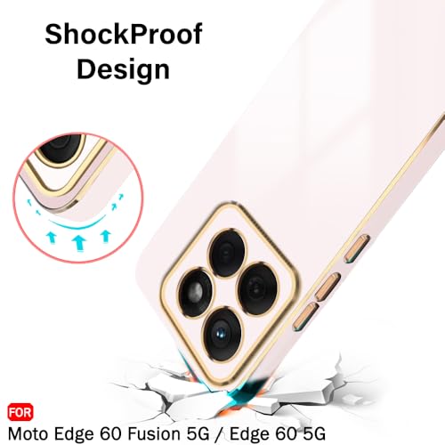 Image of TheGiftKart Luxurious Golden-Plated Back Cover Case for Motorola Moto Edge 60 Fusion 5G / Edge 60 5G | Raised Lips for Camera & Screen Protection | Shockproof Design | Stylish Back Cover (TPU, Pink)
