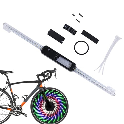 Mimoqk Luces de neumáticos de radio,Luces de rueda de bicicleta impermeables de 64 LED | Luz de neumático de bicicleta con 30 piezas cambia los modelos de luces de llanta para bicicletas de montaña