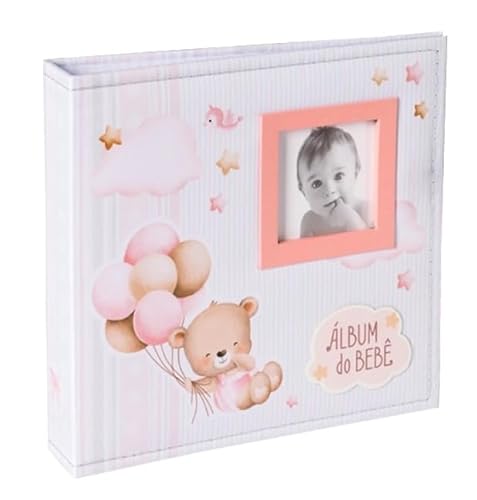 Álbum De Bebê /200 Fotos 10x15 Com Histórico E Memo Cor:Rosa