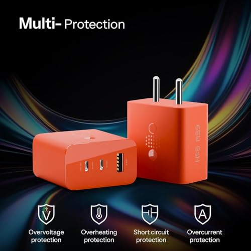 Image of NIZIX CMF 65W Gan Charger Adapter & Nothing Type C Cable Compatible With CMF Phones /Nothing Phones And All Model Support Adapter & Cable Original Combo Set (Orange)