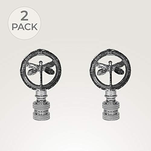 Image of Royal Designs, Inc. Decorative Hovering Dragonfly Finial for Lamp Shade, Chrome - Pack of 2
