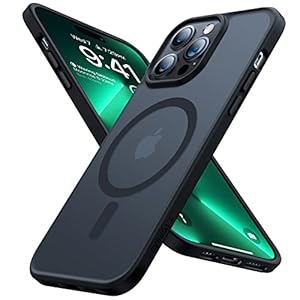TORRAS Magnetic Designed for iPhone 14 Pro Case, Military Grade Drop Tested, Compatible with MagSafe, Slim Protective Matte Silicone for iPhone 14 Pro Phone Case, 6.1″, Translucent Back/Black Edge