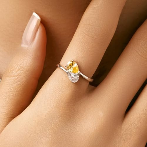 Bague de mariage argent sterling 925 éclat jaune pour vos soirées - 2
