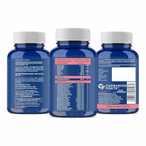 Image of Carbamide Forte Probiotics Supplement 50 Billion CFU Gut Health Supplements with Probiotic | Gut Cleanse with Prebiotics and Probiotics - 60 Capsules
