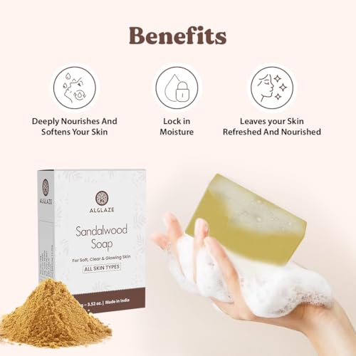Image of Sandalwood Soap 100 g Pack of 1 | Moisturizing Bath Soap for Glowing Skin & Smooth Texture | With Sandalwood Shea Butter Jojoba Oil | Nourishing Skin Care Soft Smooth Radiant Skin for Men Women