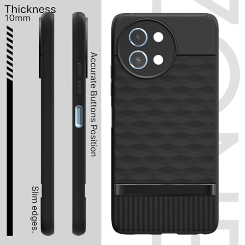Image of Pikkme Back Cover for Vivo Y58 5G / Vivo T3x 5G / Vivo Y200i 5G Camera Protection 3D Hexa Cube Design Silicone Protective Bumper Case (Black)